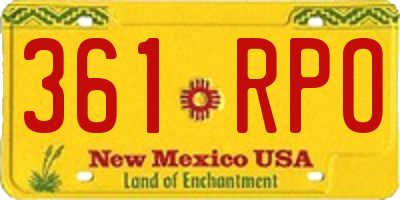 NM license plate 361RPO