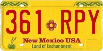 NM license plate 361RPY
