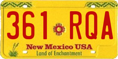 NM license plate 361RQA