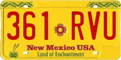 NM license plate 361RVU