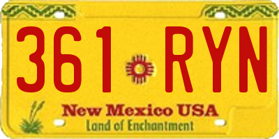 NM license plate 361RYN
