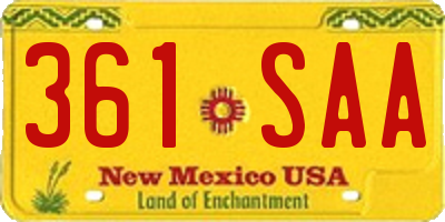 NM license plate 361SAA