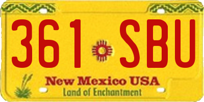 NM license plate 361SBU