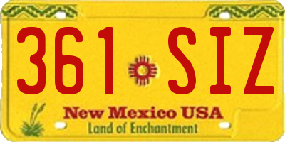 NM license plate 361SIZ