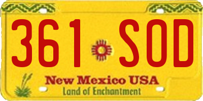 NM license plate 361SOD