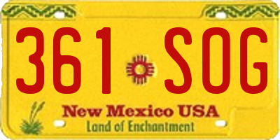 NM license plate 361SOG