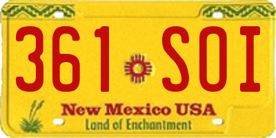 NM license plate 361SOI