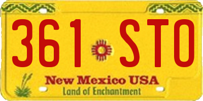 NM license plate 361STO