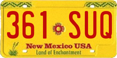 NM license plate 361SUQ