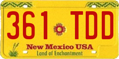 NM license plate 361TDD