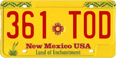 NM license plate 361TOD