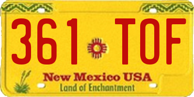 NM license plate 361TOF