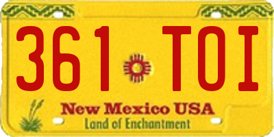 NM license plate 361TOI