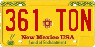 NM license plate 361TON