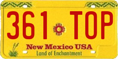 NM license plate 361TOP
