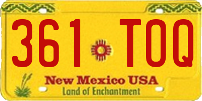 NM license plate 361TOQ