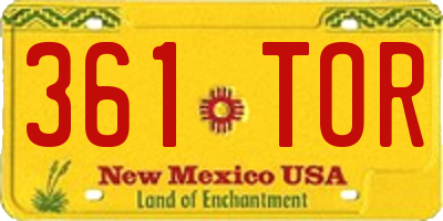 NM license plate 361TOR