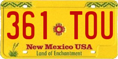NM license plate 361TOU