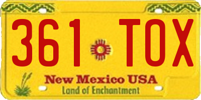 NM license plate 361TOX