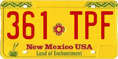 NM license plate 361TPF