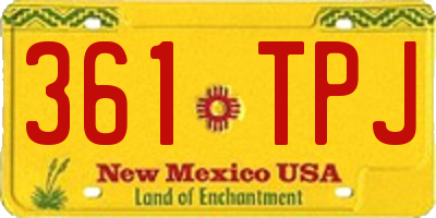 NM license plate 361TPJ