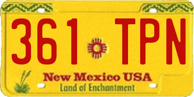 NM license plate 361TPN