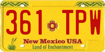 NM license plate 361TPW