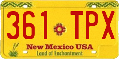 NM license plate 361TPX