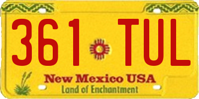 NM license plate 361TUL