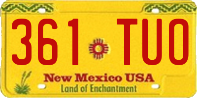 NM license plate 361TUO