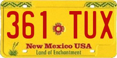 NM license plate 361TUX