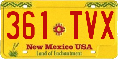 NM license plate 361TVX