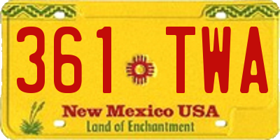 NM license plate 361TWA