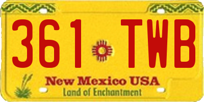 NM license plate 361TWB