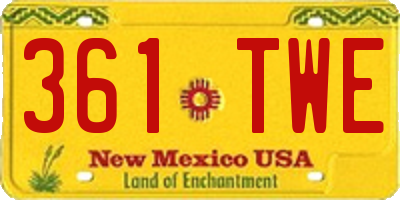 NM license plate 361TWE