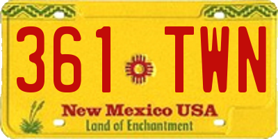 NM license plate 361TWN