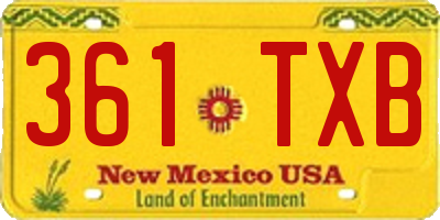 NM license plate 361TXB