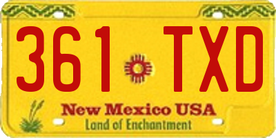 NM license plate 361TXD