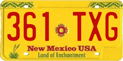 NM license plate 361TXG