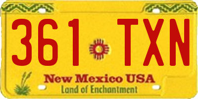NM license plate 361TXN
