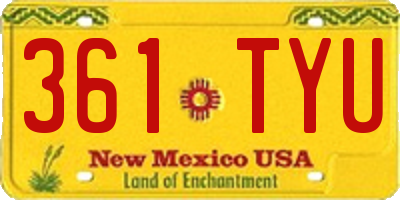 NM license plate 361TYU