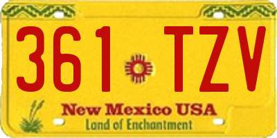 NM license plate 361TZV