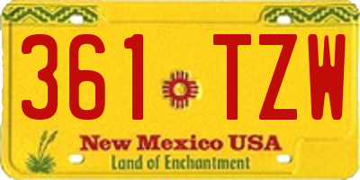 NM license plate 361TZW