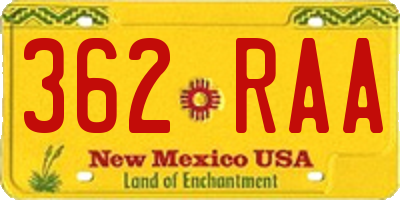 NM license plate 362RAA