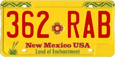 NM license plate 362RAB