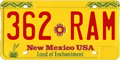 NM license plate 362RAM