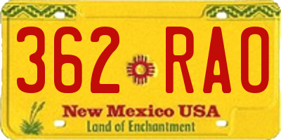 NM license plate 362RAO