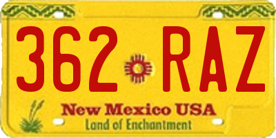 NM license plate 362RAZ