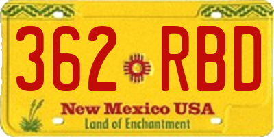 NM license plate 362RBD