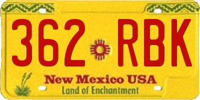 NM license plate 362RBK